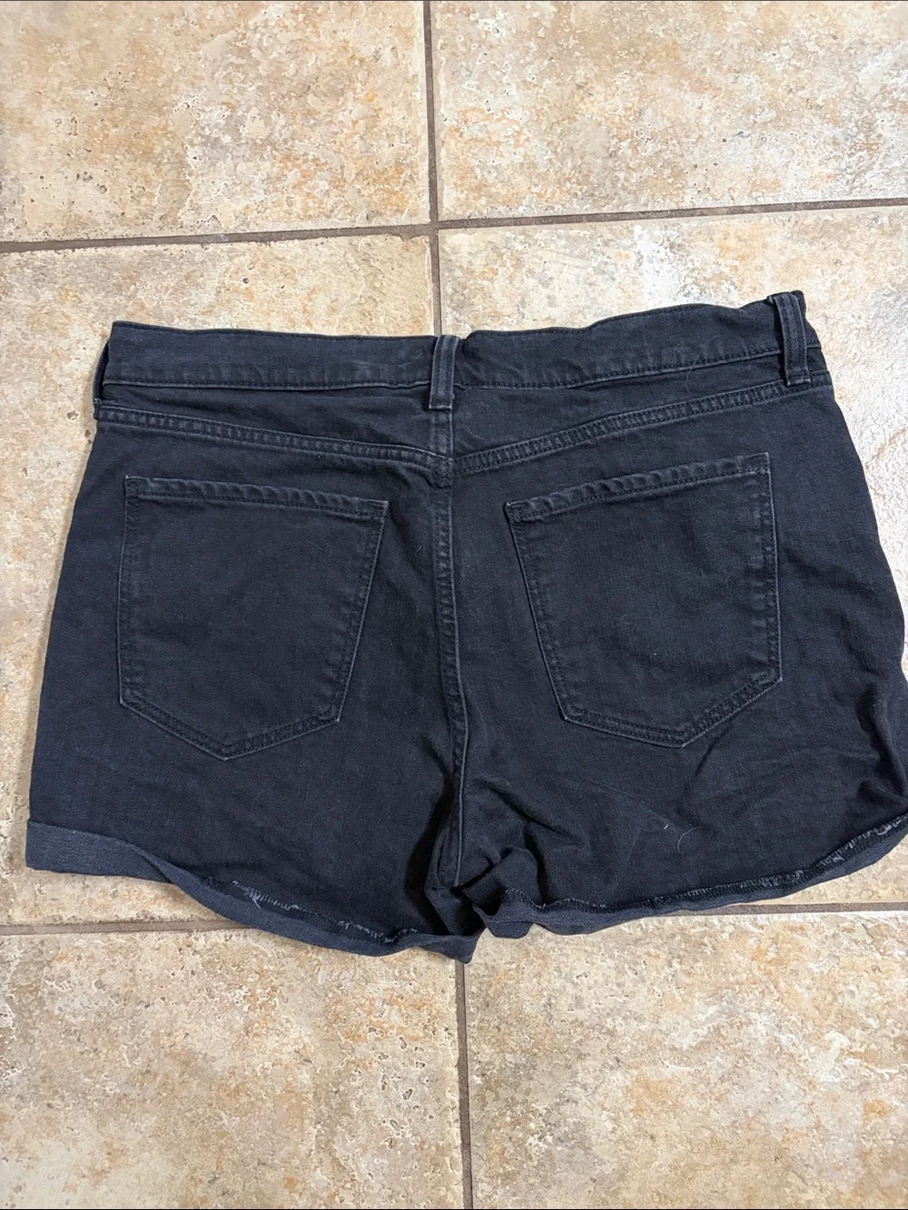 Old Navy Black Distressed Roll-Hem Denim Shorts
